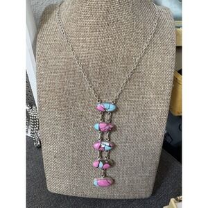 Handmade Cotton Candy‎ Turquoise Sterling Silver Lariat Necklace